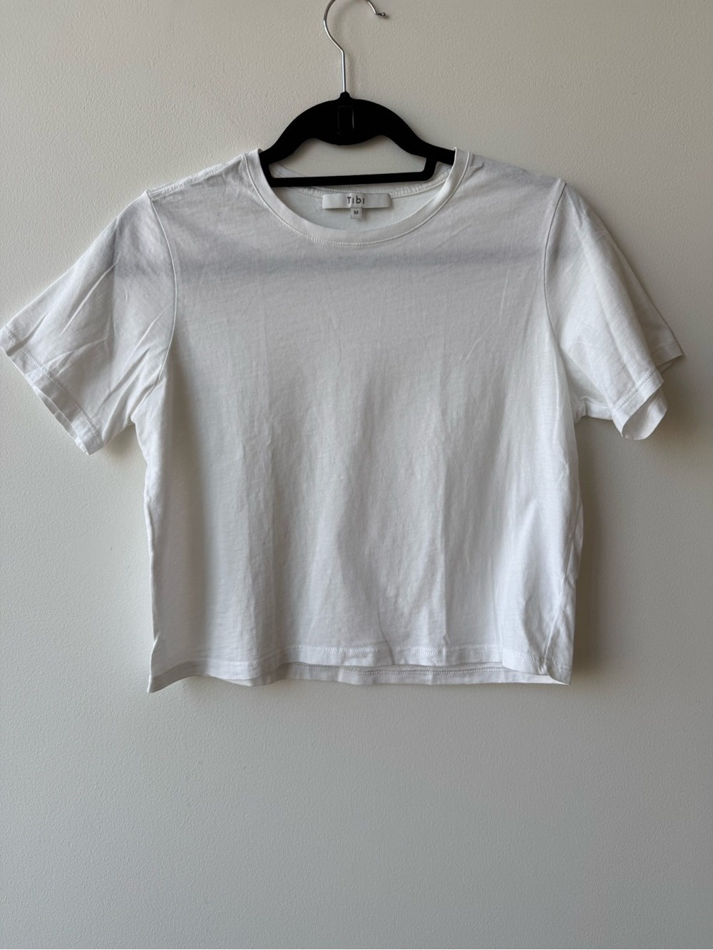 Tibi Cropped Short Sleeve Baby Tee